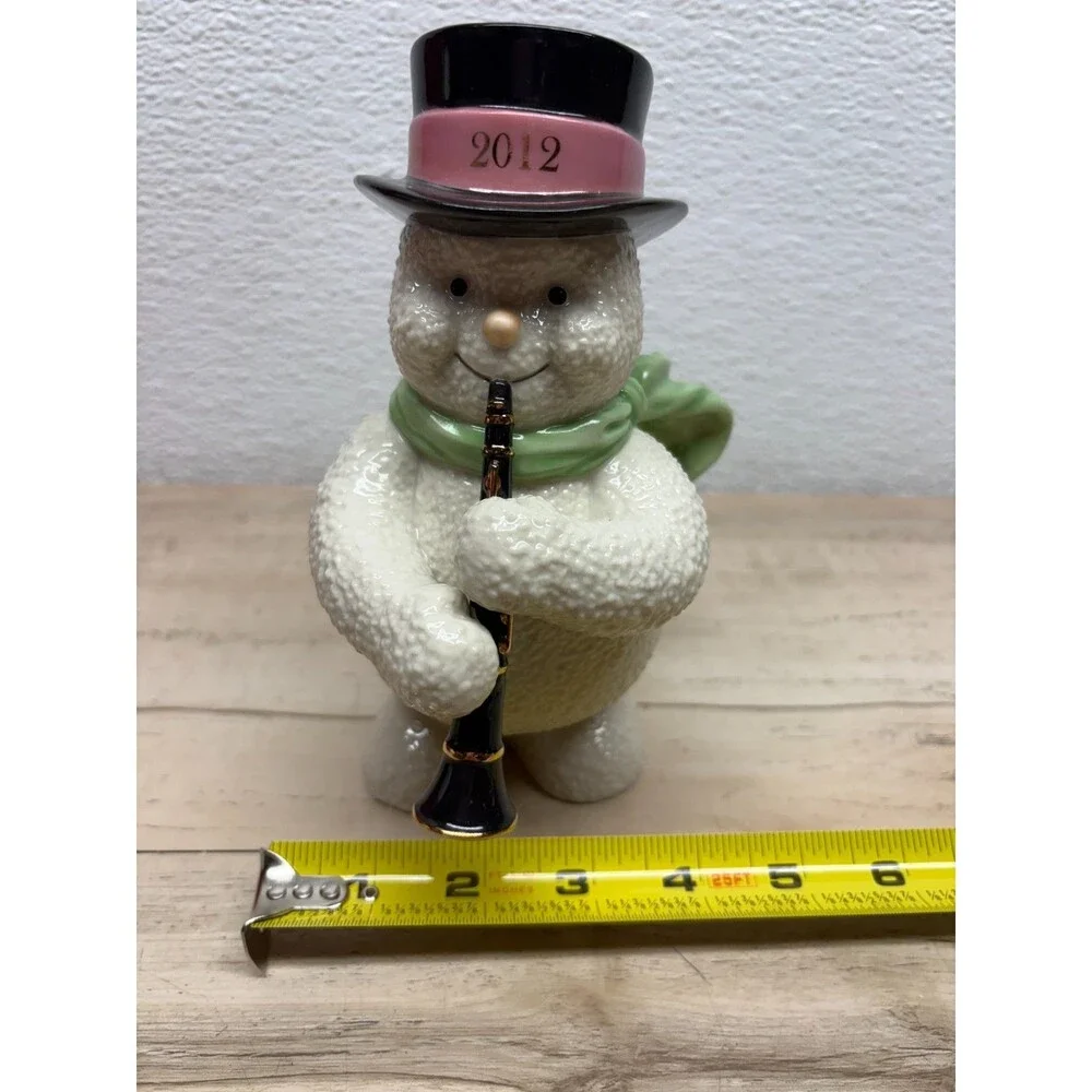 2012 Lenox Snowy Clarinet Snowman Porcelain Figurine With 24K Gold Accents